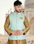 Khakhi Golden Kurta Art Silk Chudidaar Closure View