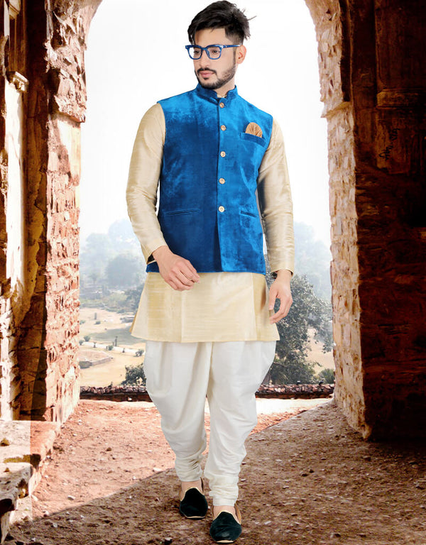Cream Kurta Art Silk Chudidaar