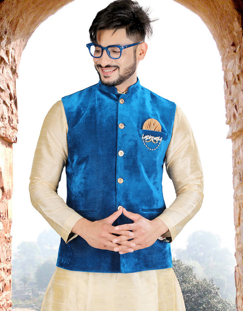 Cream Kurta Art Silk Chudidaar Closure View