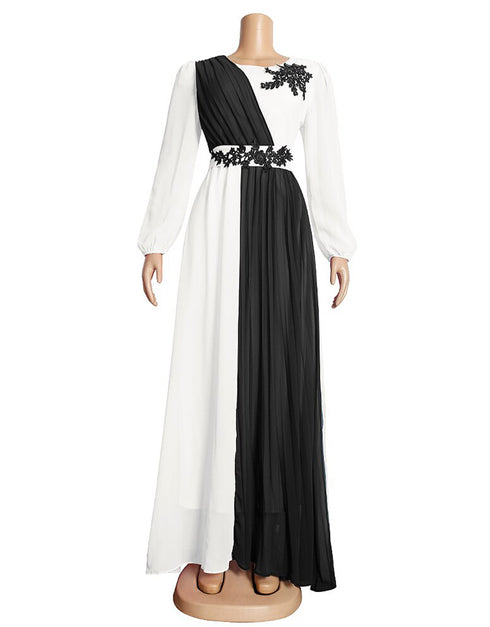 New Fashion Chiffon Pleated Maxi Robe Long Sleeve Elegant African Gown