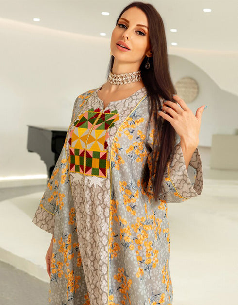 Jacquard Cotton Embroidered Traditional Long Arab Dress