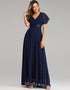 Elegant V-Neck Chiffon Formal Evening Gown