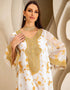 White Gold Floral Embroidery Women Dress
