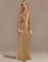 Long Sleeve V-Neck Evening Dress