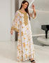 White Gold Floral Embroidery Women Dress