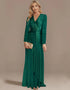 Long Sleeve V-Neck Evening Dress