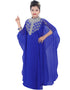 Trendy Royal Blue Georgette Hand Zari Embroidery Farasha