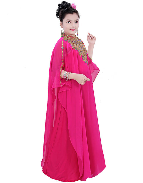 Modest Rani Pink Georgette Hand Zari Embroidery Farasha