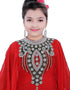 Women Ruby Red Georgette Hand Zari Embroidery Farasha