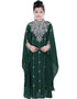 Chic Dark Green Georgette Hand Zari Embroidery Farasha