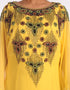 Dubai Yellow Georgette Hand Zari Embroidery Galabiya