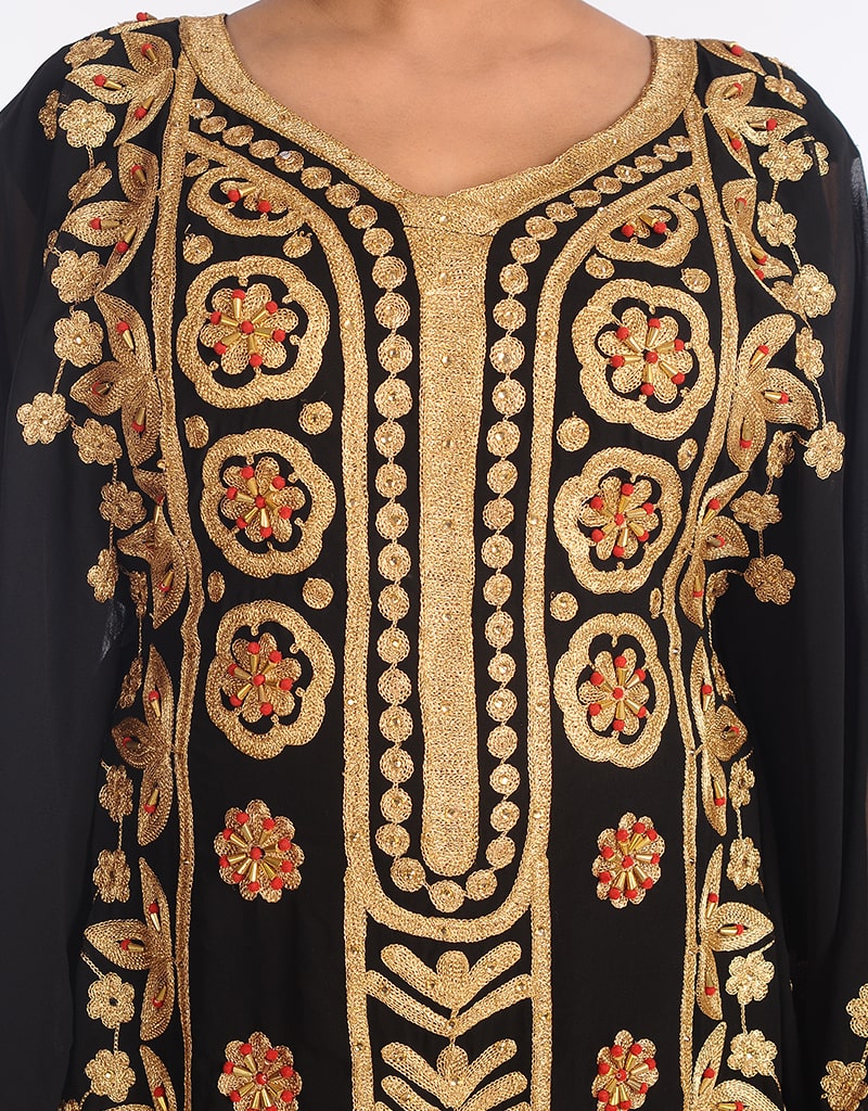 Women Multicolor Georgette Hand Zari Embroidery Kaftan main image 1