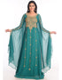 Women Teal Green Georgette Hand Zari Embroidery Farasha