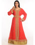 Muslimah Peach Georgette Hand Zari Embroidery Kaftan