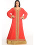 Muslimah Peach Georgette Hand Zari Embroidery Kaftan