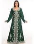 Muslim Bottle Green Georgette Hand Zari Embroidery Bridal Kaftan