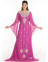 Women Pink Georgette Hand Zari Embroidery Galabiya