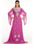 Women Pink Georgette Hand Zari Embroidery Galabiya