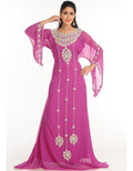Women Pink Georgette Hand Zari Embroidery Galabiya