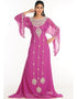 Women Pink Georgette Hand Zari Embroidery Galabiya