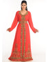 Muslimah Peach Georgette Hand Zari Embroidery Kaftan