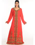 Muslimah Peach Georgette Hand Zari Embroidery Kaftan