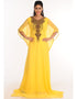 Chic Yellow Georgette Hand Zari Embroidery Farasha