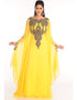 Dubai Yellow Georgette Hand Zari Embroidery Farasha