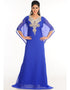 Muslim Royal Blue Georgette Hand Zari Embroidery Farasha