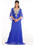 Muslim Royal Blue Georgette Hand Zari Embroidery Farasha