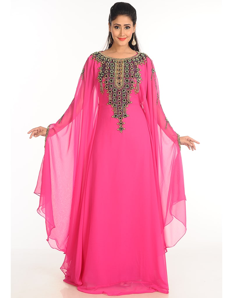 Muslimah  Blue Georgette Hand Silver Embroidery Farasha main image 1