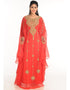 Arabic Peach Georgette Hand Zari Embroidery Farasha