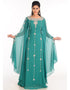 Muslimah Green Georgette Hand Zari Embroidery Farasha