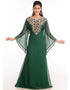 Modern Bottle Green Georgette Hand Zari Embroidery Galabiya
