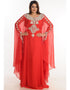 Muslim Red Georgette Hand Zari Embroidery Farasha