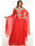 Muslim Red Georgette Hand Zari Embroidery Farasha
