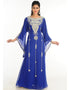 Islamic Royal Blue Georgette Hand Zari Embroidery Galabiya