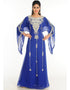 Islamic Royal Blue Georgette Hand Zari Embroidery Galabiya