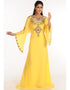 Women Yellow Georgette Hand Zari Embroidery Galabiya
