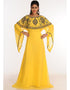 Muslimah Yellow Georgette Hand Zari Embroidery Galabiya