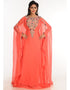Modern Peach Georgette Hand Zari Embroidery Farasha