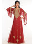 Dubai Maroon Georgette Hand Zari Embroidery Galabiya