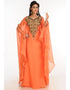 Modest Light Orange Georgette Hand Zari Embroidery Farasha