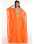 Islamic Orange Georgette Hand Zari Embroidery Farasha