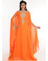 Islamic Orange Georgette Hand Zari Embroidery Farasha