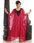 Dubai Burgundy Georgette Hand Zari Embroidery Farasha