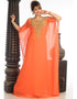 Islamic Light Orange Georgette Hand Zari Embroidery Farasha