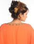 Islamic Light Orange Georgette Hand Zari Embroidery Farasha
