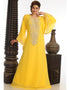 Muslimah Yellow Georgette Hand Zari Embroidery Galabiya
