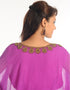 Arabic Purple Georgette Hand Zari Embroidery Farasha